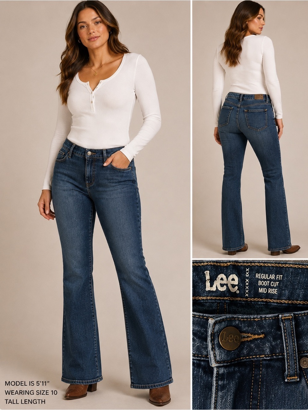 (16L) Lee Dark Blue Denim jeans 33 Inseam